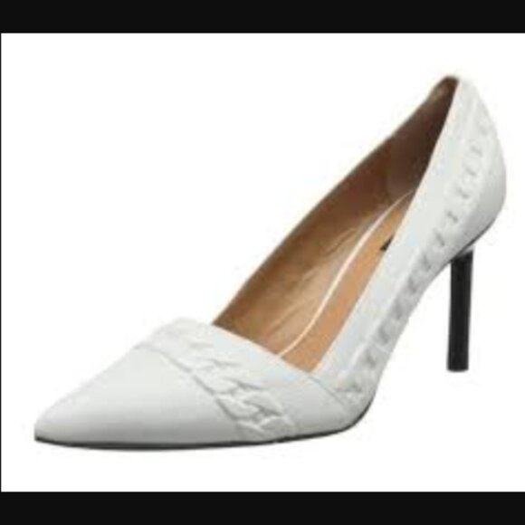 Rachel Zoe Chainlink Leather Pumps in White Size 8.5 - Picture 1 of 7